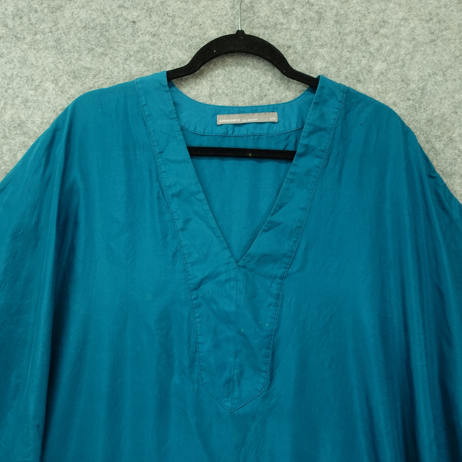 Ocean Main Women Lagenlook Silk Kaftan Dress S M Teal Oversized Boho Luxury $485 — image 8 of 8
